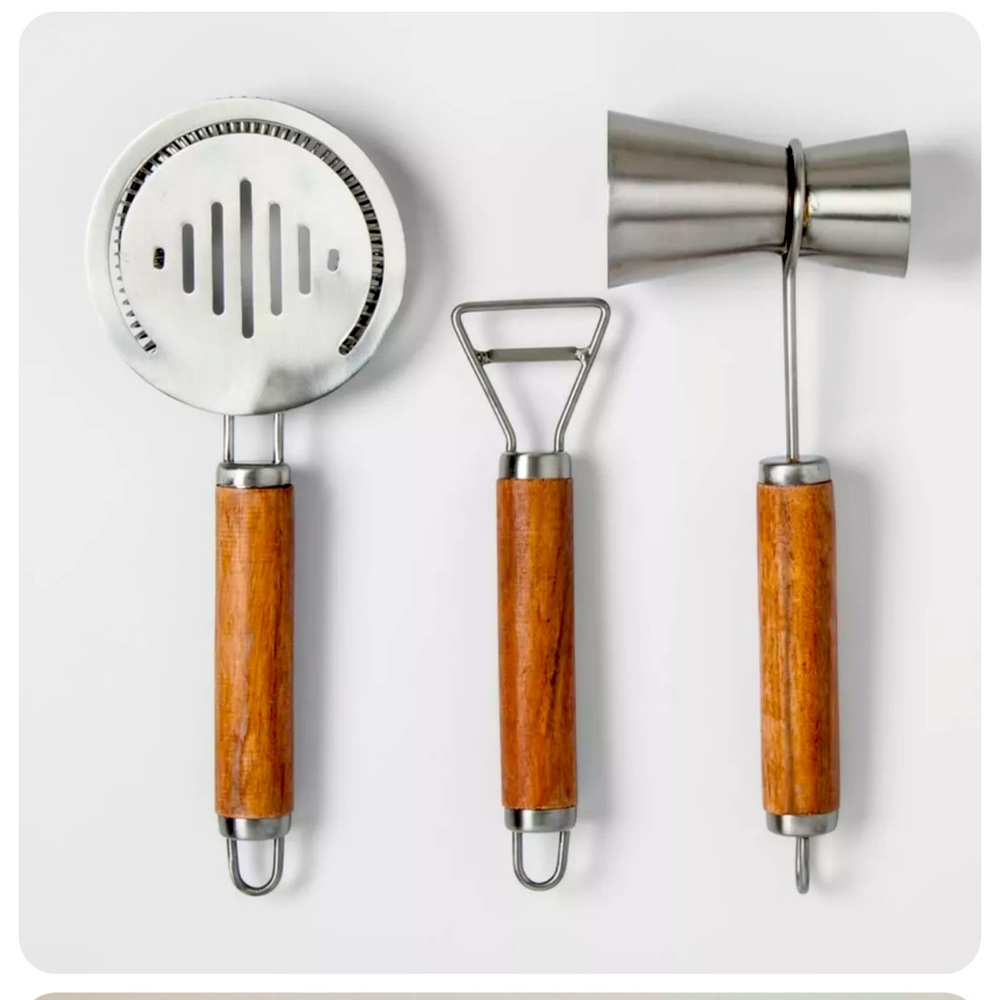 🆕 Project 62 Stainless Steel and Wood Barware Tools Set * 3 pieces